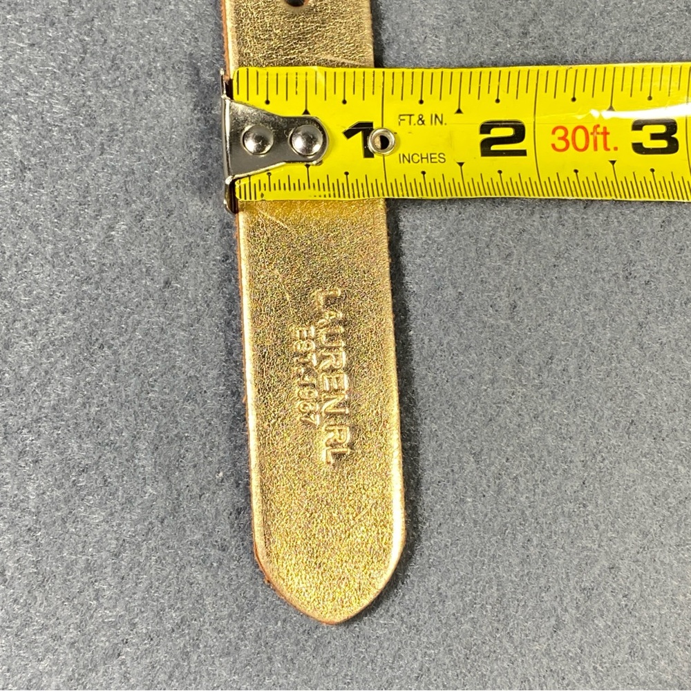 Lauren Ralph Lauren Women's Belt Sz L, Metallic Gold Leather w/Gold-tone Buckle - Picture 15 of 16